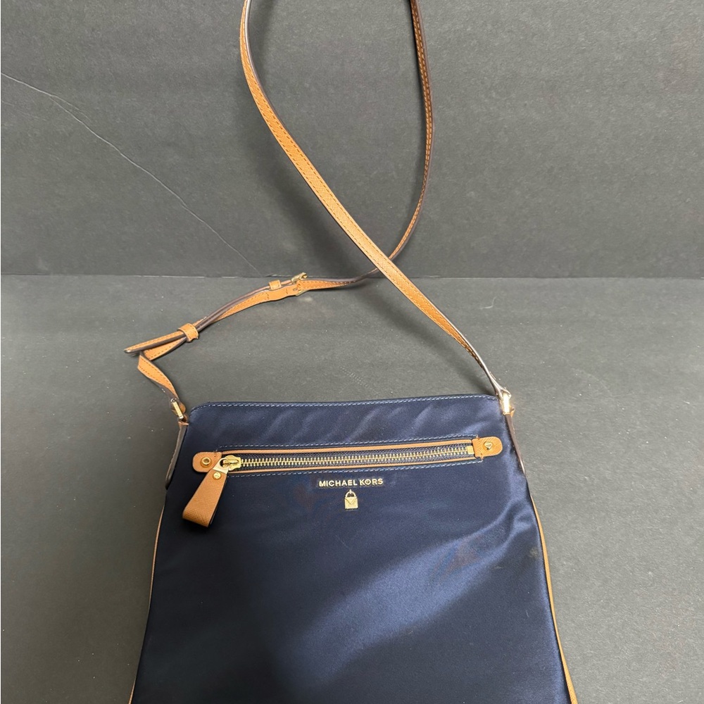 Michael Kors Midnight Blue and Camel Crossbody Bag
